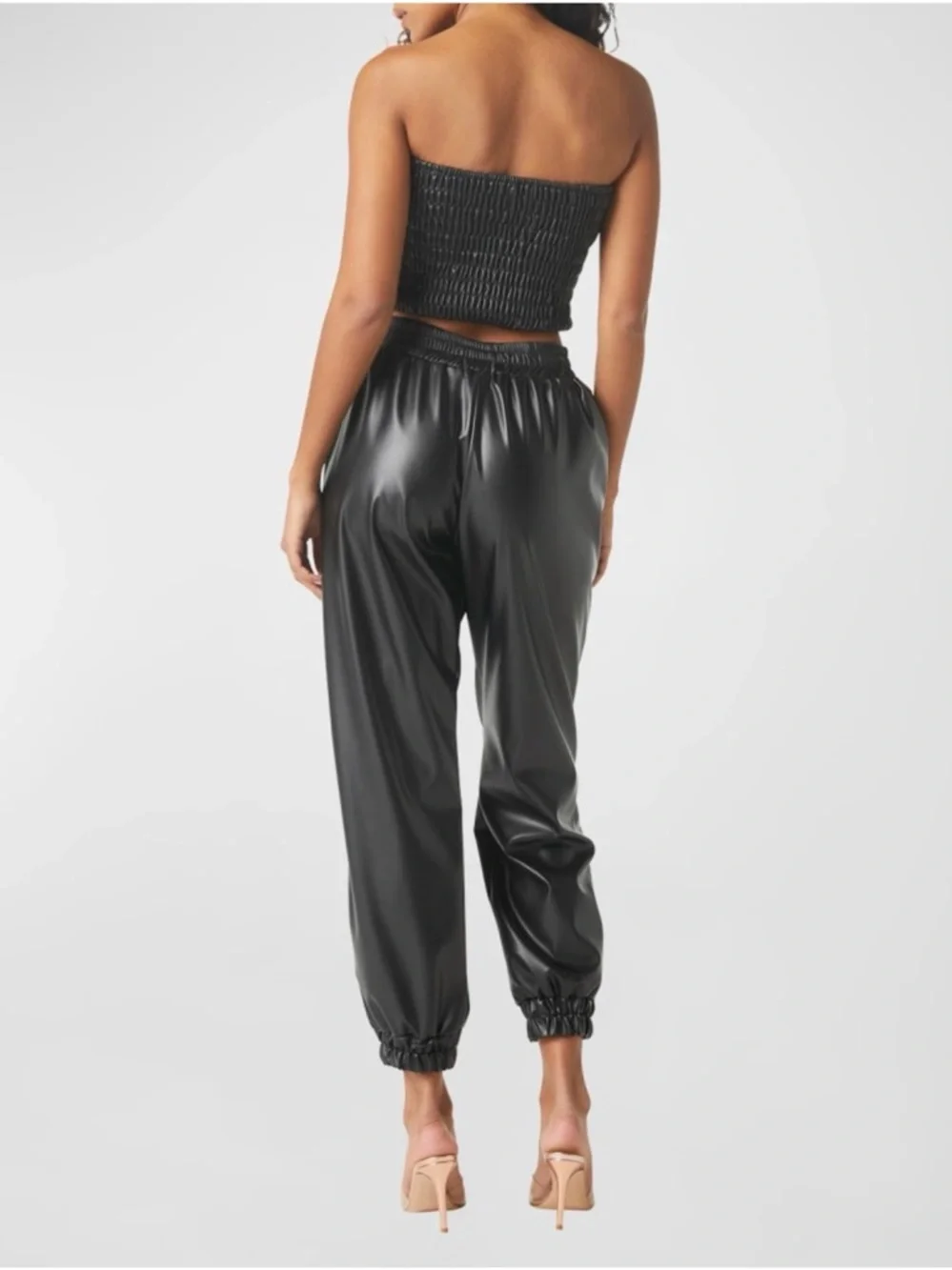 MISA Los Angeles Kasta Faux Leather Jogger Pants Black Vegan Leather Size S NWT - Picture 2 of 9